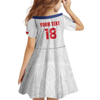 Custom Czech Republic Football White Version Family Matching Off Shoulder Short Dress and Hawaiian Shirt Go Champion Sporty Style LT18