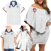 Custom Czech Republic Football White Version Family Matching Off Shoulder Short Dress and Hawaiian Shirt Go Champion Sporty Style LT18