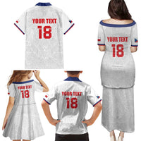 Custom Czech Republic Football White Version Family Matching Puletasi and Hawaiian Shirt Go Champion Sporty Style LT18