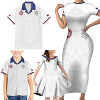 Custom Czech Republic Football White Version Family Matching Short Sleeve Bodycon Dress and Hawaiian Shirt Go Champion Sporty Style LT18