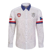 Custom Czech Republic Football White Version Long Sleeve Button Shirt Go Champion Sporty Style LT18