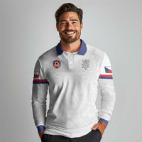 Custom Czech Republic Football White Version Long Sleeve Polo Shirt Go Champion Sporty Style LT18