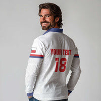 Custom Czech Republic Football White Version Long Sleeve Polo Shirt Go Champion Sporty Style LT18