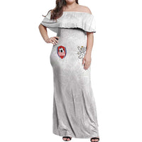 Custom Czech Republic Football White Version Off Shoulder Maxi Dress Go Champion Sporty Style LT18