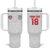 Custom Czech Republic Football White Version Tumbler With Handle Go Champion Sporty Style LT18