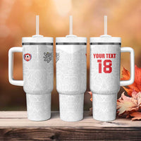 Custom Czech Republic Football White Version Tumbler With Handle Go Champion Sporty Style LT18