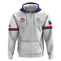 Custom Czech Republic Football White Version Zip Hoodie Go Champion Sporty Style LT18