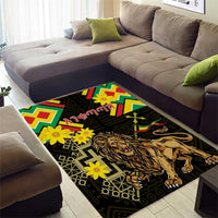 Ethiopia Enkutatash Lion of Judah Area Rug With Folk Pattern - Wonder Print Shop