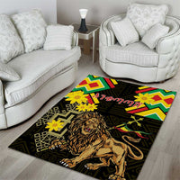Ethiopia Enkutatash Lion of Judah Area Rug With Folk Pattern - Wonder Print Shop
