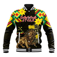 Ethiopia Enkutatash Lion of Judah Baseball Jacket With Folk Pattern - Wonder Print Shop
