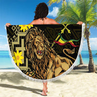 Ethiopia Enkutatash Lion of Judah Beach Blanket With Folk Pattern - Wonder Print Shop
