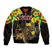 Ethiopia Enkutatash Lion of Judah Bomber Jacket With Folk Pattern - Wonder Print Shop
