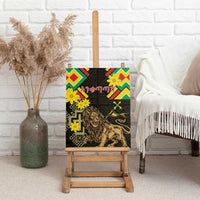 Ethiopia Enkutatash Lion of Judah Canvas Wall Art With Folk Pattern - Wonder Print Shop