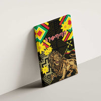 Ethiopia Enkutatash Lion of Judah Canvas Wall Art With Folk Pattern - Wonder Print Shop