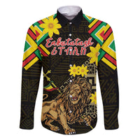 Ethiopia Enkutatash Lion of Judah Family Matching Off The Shoulder Long Sleeve Dress and Hawaiian Shirt With Folk Pattern - Wonder Print Shop