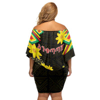 Ethiopia Enkutatash Lion of Judah Family Matching Off Shoulder Short Dress and Hawaiian Shirt With Folk Pattern - Wonder Print Shop