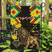 Ethiopia Enkutatash Lion of Judah Garden Flag With Folk Pattern - Wonder Print Shop