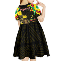 Ethiopia Enkutatash Lion of Judah Kid Short Sleeve Dress With Folk Pattern - Wonder Print Shop