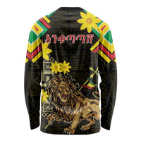Ethiopia Enkutatash Lion of Judah Long Sleeve Shirt With Folk Pattern - Wonder Print Shop