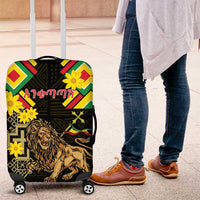 Ethiopia Enkutatash Lion of Judah Luggage Cover With Folk Pattern - Wonder Print Shop
