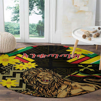 Ethiopia Enkutatash Lion of Judah Round Carpet With Folk Pattern