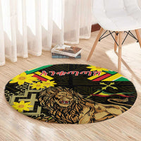 Ethiopia Enkutatash Lion of Judah Round Carpet With Folk Pattern
