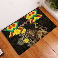 Ethiopia Enkutatash Lion of Judah Rubber Doormat With Folk Pattern - Wonder Print Shop