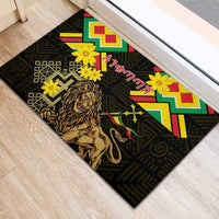 Ethiopia Enkutatash Lion of Judah Rubber Doormat With Folk Pattern - Wonder Print Shop