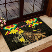 Ethiopia Enkutatash Lion of Judah Rubber Doormat With Folk Pattern - Wonder Print Shop