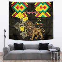 Ethiopia Enkutatash Lion of Judah Tapestry With Folk Pattern - Wonder Print Shop