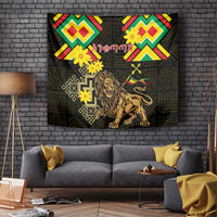 Ethiopia Enkutatash Lion of Judah Tapestry With Folk Pattern - Wonder Print Shop