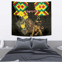 Ethiopia Enkutatash Lion of Judah Tapestry With Folk Pattern - Wonder Print Shop