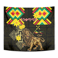 Ethiopia Enkutatash Lion of Judah Tapestry With Folk Pattern - Wonder Print Shop