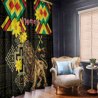 Ethiopia Enkutatash Lion of Judah Window Curtain With Folk Pattern - Wonder Print Shop