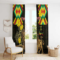 Ethiopia Enkutatash Lion of Judah Window Curtain With Folk Pattern - Wonder Print Shop