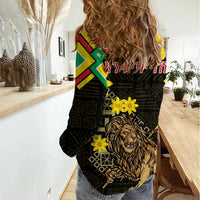 Ethiopia Enkutatash Lion of Judah Women Casual Shirt With Folk Pattern - Wonder Print Shop