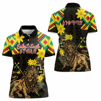 Ethiopia Enkutatash Lion of Judah Women Polo Shirt With Folk Pattern - Wonder Print Shop