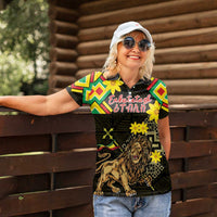Ethiopia Enkutatash Lion of Judah Women Polo Shirt With Folk Pattern - Wonder Print Shop