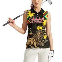 Ethiopia Enkutatash Lion of Judah Women Sleeveless Polo Shirt With Folk Pattern - Wonder Print Shop