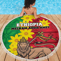 Ethiopia Enkutatash Melkam Addis Amet Beach Blanket With Bidens Macroptera - Wonder Print Shop