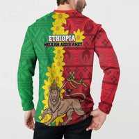 Ethiopia Enkutatash Melkam Addis Amet Button Sweatshirt With Bidens Macroptera - Wonder Print Shop