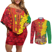 Ethiopia Enkutatash Melkam Addis Amet Couples Matching Off Shoulder Short Dress and Long Sleeve Button Shirt With Bidens Macroptera - Wonder Print Shop