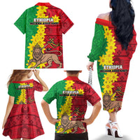Ethiopia Enkutatash Melkam Addis Amet Family Matching Off The Shoulder Long Sleeve Dress and Hawaiian Shirt With Bidens Macroptera - Wonder Print Shop