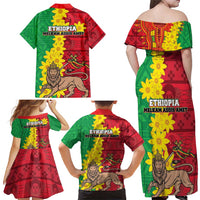 Ethiopia Enkutatash Melkam Addis Amet Family Matching Off Shoulder Maxi Dress and Hawaiian Shirt With Bidens Macroptera - Wonder Print Shop