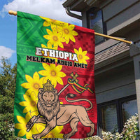 Ethiopia Enkutatash Melkam Addis Amet Garden Flag With Bidens Macroptera - Wonder Print Shop