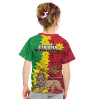 Ethiopia Enkutatash Melkam Addis Amet Kid T Shirt With Bidens Macroptera - Wonder Print Shop