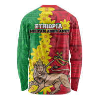Ethiopia Enkutatash Melkam Addis Amet Long Sleeve Shirt With Bidens Macroptera - Wonder Print Shop