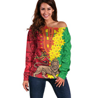 Ethiopia Enkutatash Melkam Addis Amet Off Shoulder Sweater With Bidens Macroptera - Wonder Print Shop