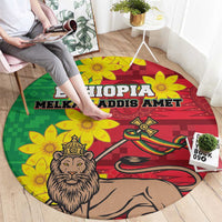 Ethiopia Enkutatash Melkam Addis Amet Round Carpet With Bidens Macroptera