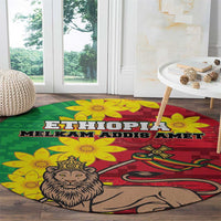 Ethiopia Enkutatash Melkam Addis Amet Round Carpet With Bidens Macroptera